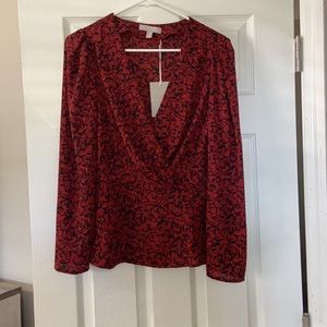 Chelsea28 Red/ Black Blouse NWT